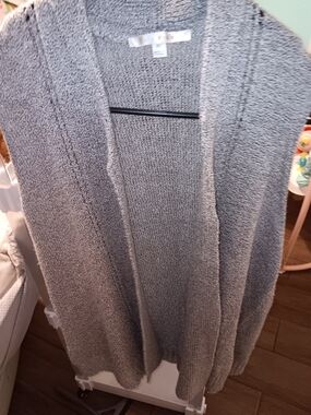 Cyrus Gray Open-Front Knit Cardigan